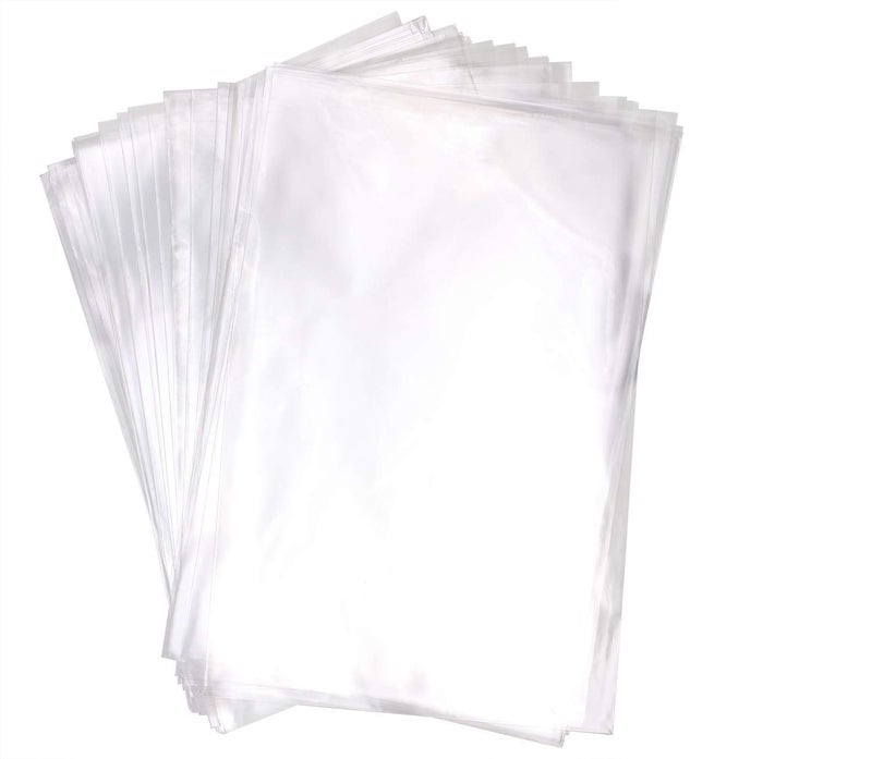 Mini Skater 100Pcs Clear Treat Bags OPP Cello Cellophane Bag With 100Pcs Red Color Twist Ties For Wedding Gift Candy Cookie Bakery Bread Dessert (8" x 12") - Image 1